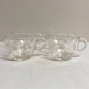 Vintage Set of 4 Hazel Atlas Crystal Clear Glass Luncheon Cups Snack Set Cups
